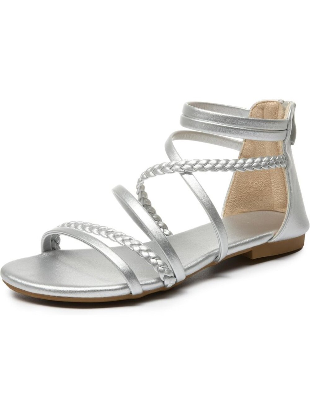 Stylish Open Toe Gladiator Sandals - Braided Strappy Flat Shoes for Summer Beach